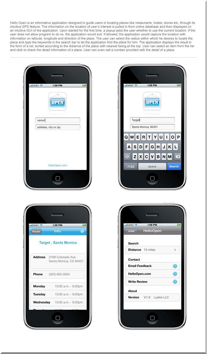 Iphone   application designed to guide the user of a specific place
